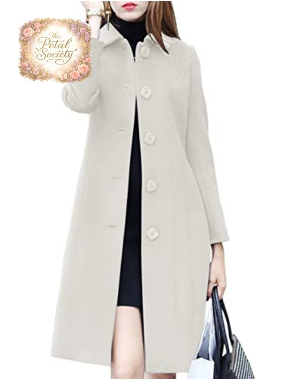 Wool Blend Overcoat Single Breasted Knee Length Winter Coat